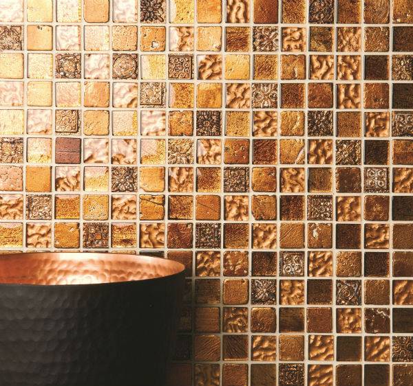 mosaic tiles in gold hues
